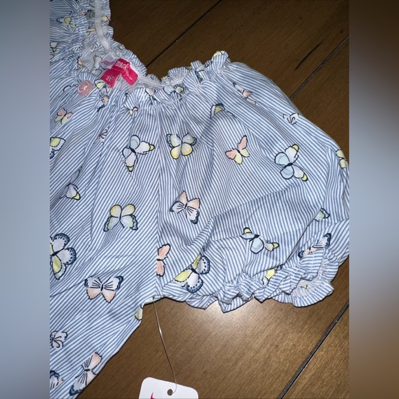 Penelope Mack Girls Cropped Top 3T Stretch Butterfly Ruffle Blouse 100% Cotton - Picture 7 of 9